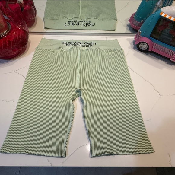 Calvin Klein Performance Ribbed Shorts - Mint and Black - Picture 3 of 7